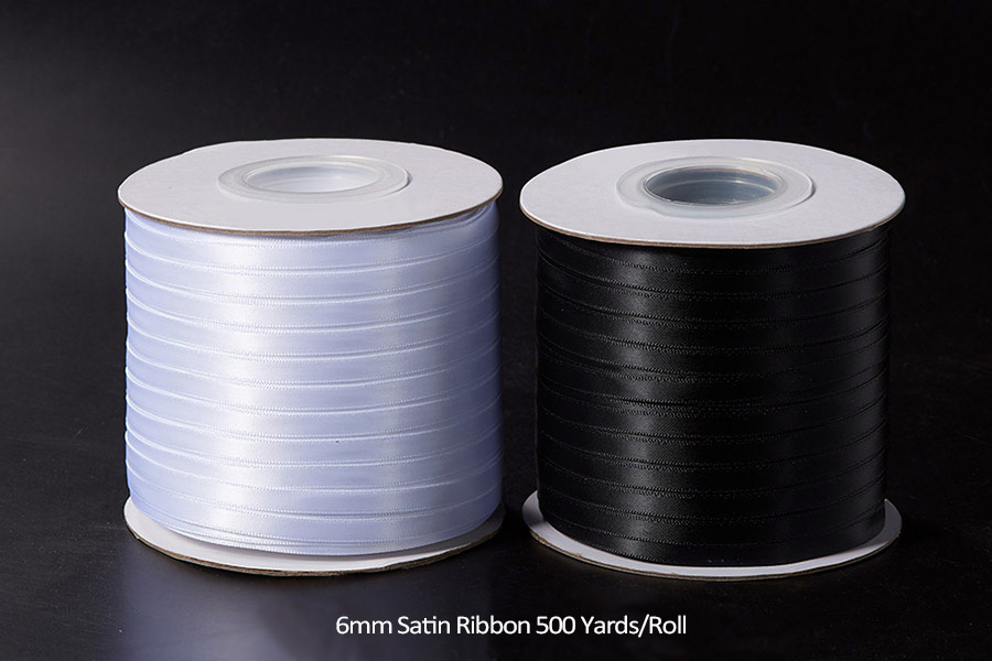Cinta de satén de 6 mm (negro/blanco)