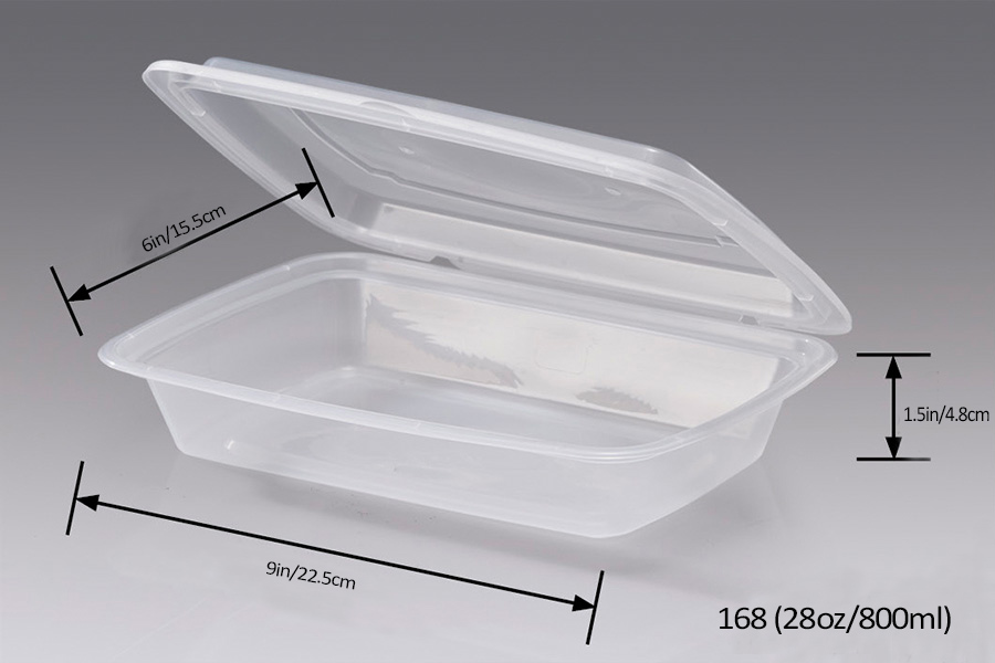 Contenedores transparentes de 28oz / 800ml con tapas adjuntas (1 pieza)