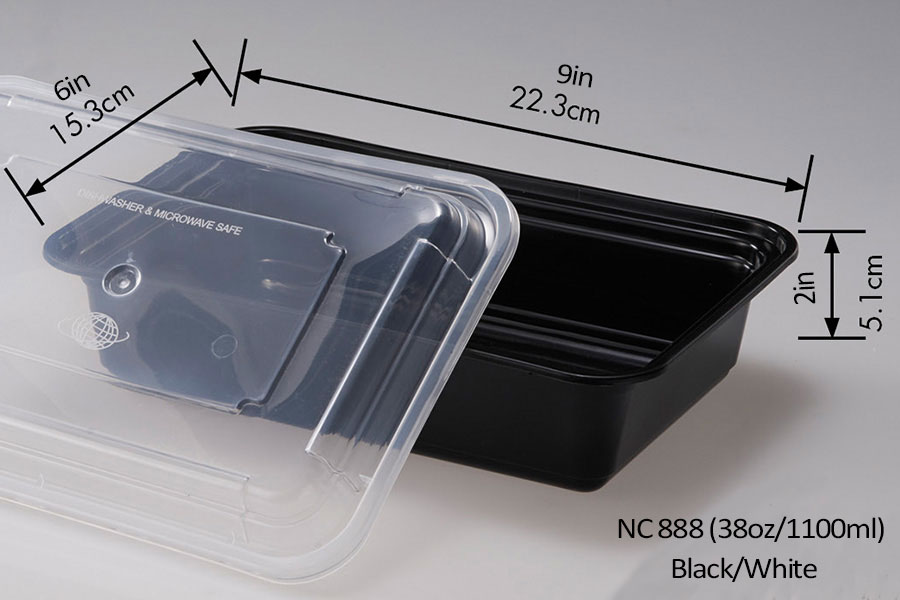 Contenedores de 38oz / 1100ml y tapas transparentes