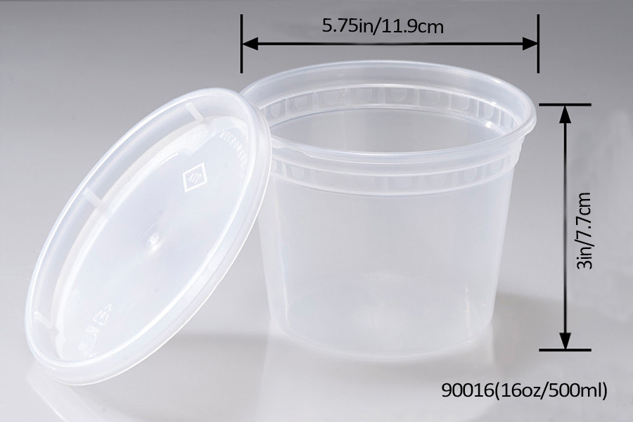 Contenedores Deli transparentes de 16oz/500ml con tapas
