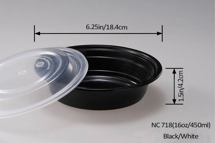 Contenedores redondos de 16oz / 450ml con tapas transparentes