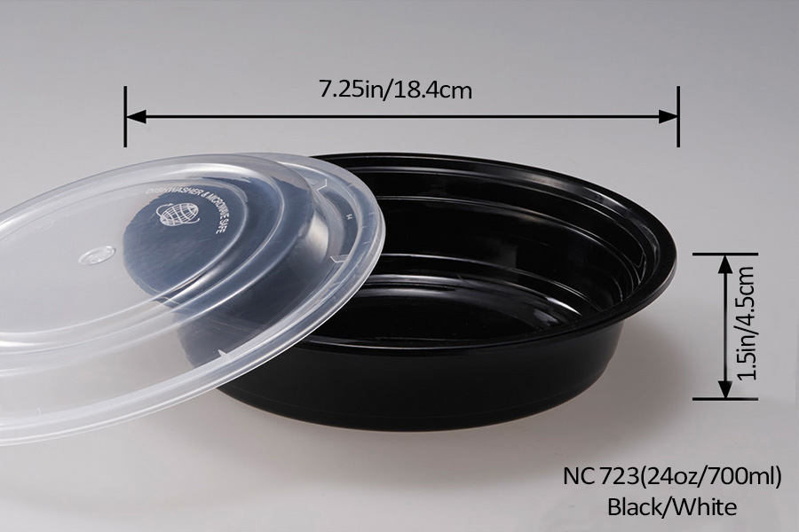Recipientes redondos de 24oz / 700ml con tapas transparentes