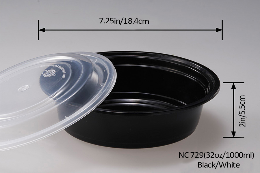 Contenedores redondos de 32oz / 1000ml con tapas transparentes