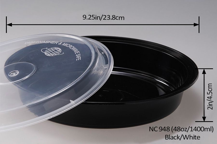 Recipientes redondos de 48oz / 1400ml con tapas transparentes